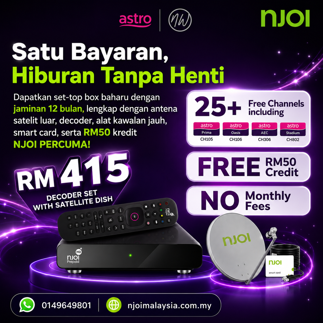 Nikmati TV Satelit Tanpa Bil Bulanan - Njoi Prepaid HD Terbaik