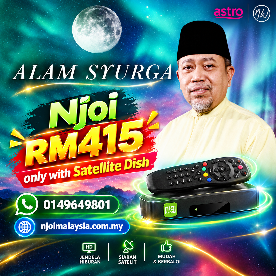 Enjoy Unlimited Entertainment with Njoi: Get Your Box & Satellite Dish Today!