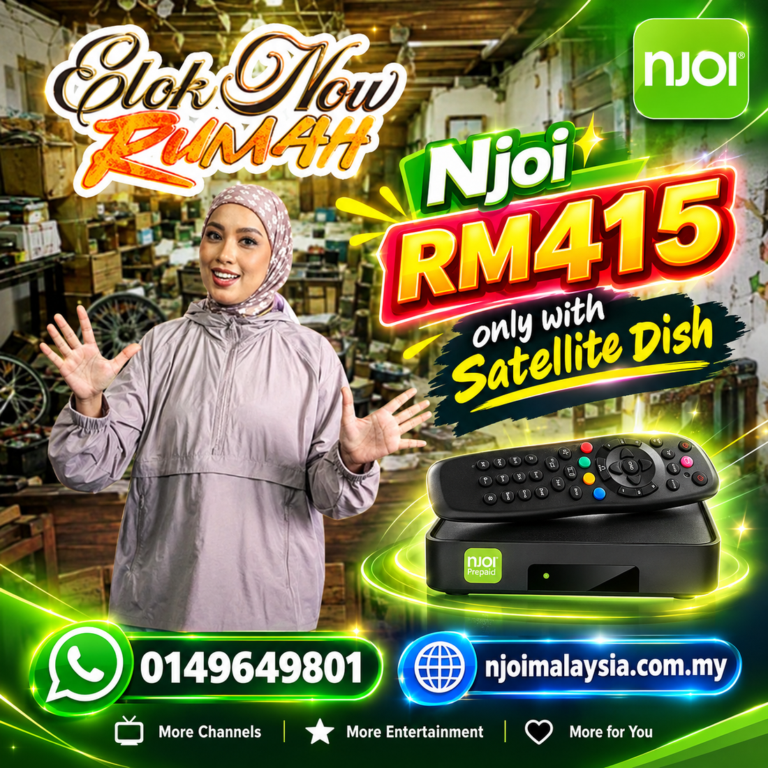 Elok Naw Rumah with Njoi: Get Full Satellite Box Package for RM415