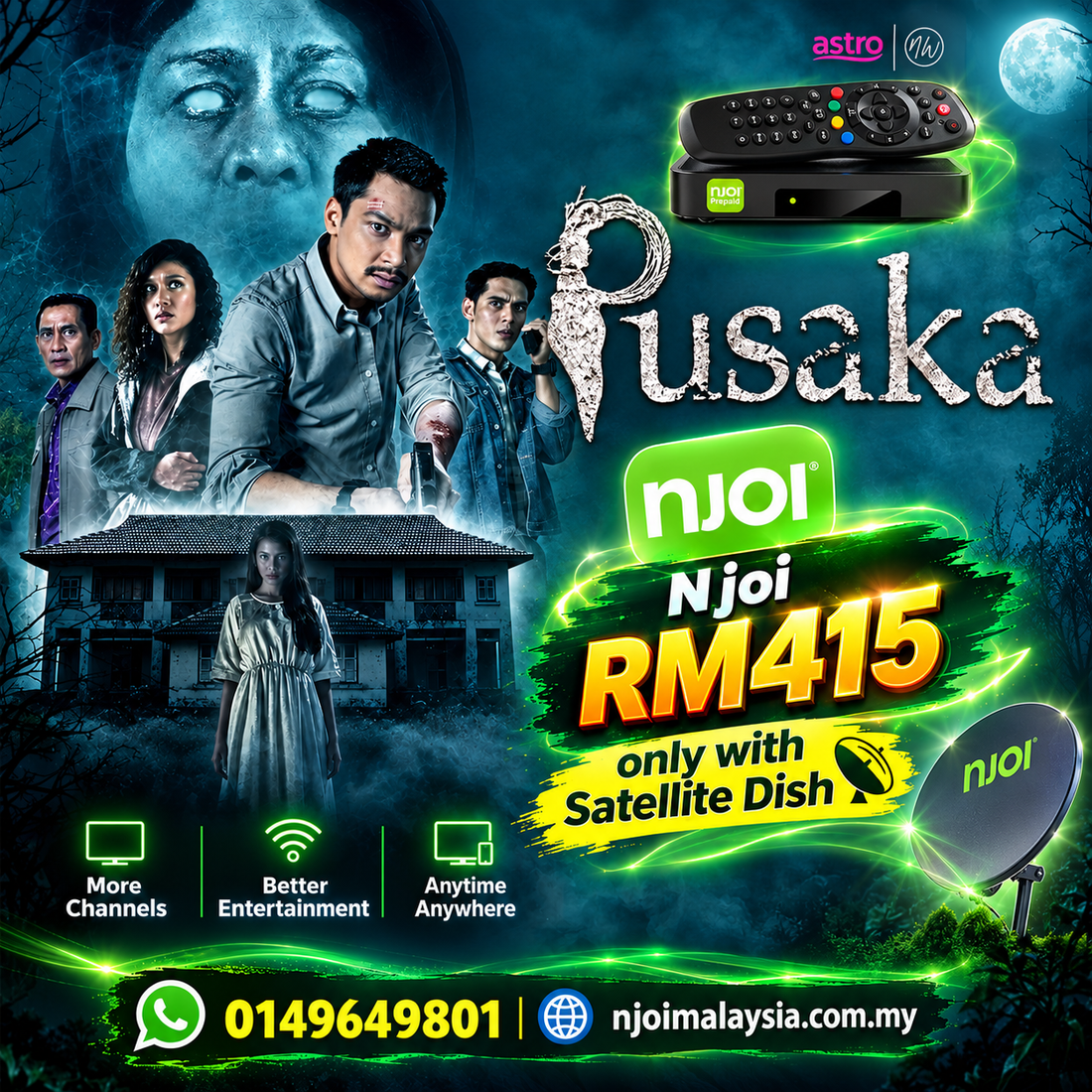 Nikmati Hiburan Filem Pusaka dan Saluran Percuma Dengan Njoi RM415 Dapat Decoder dan Satellite Dish
